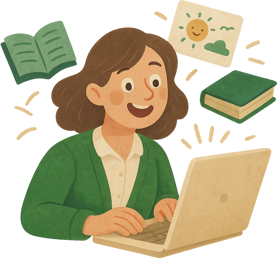 A teacher on a laptop
